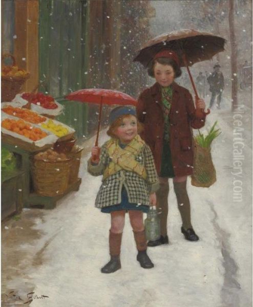 It's Snowing Oil Painting by Victor-Gabriel Gilbert