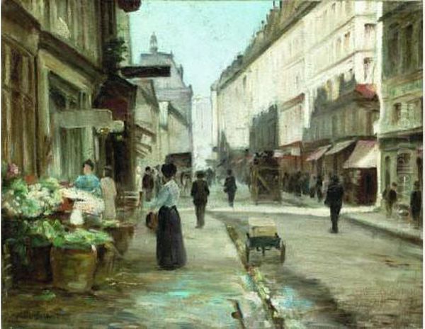 Scene De Rue A Paris Oil Painting by Victor-Gabriel Gilbert