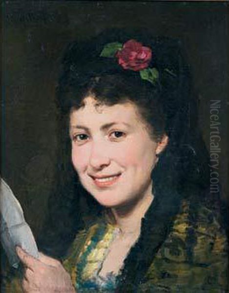 Espagnole A La Mantille Oil Painting by Victor-Gabriel Gilbert