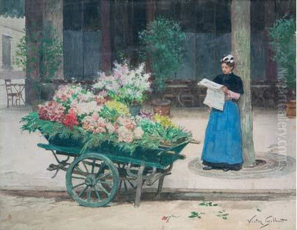 la Marchande De Fleurs Oil Painting by Victor-Gabriel Gilbert