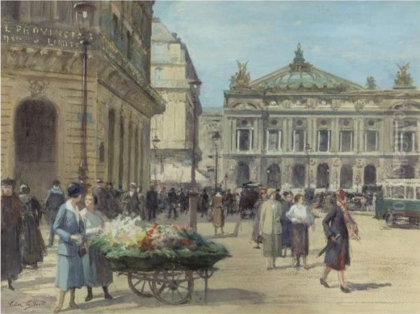 The Flower Seller, Place De L'opera, Paris Oil Painting by Victor-Gabriel Gilbert