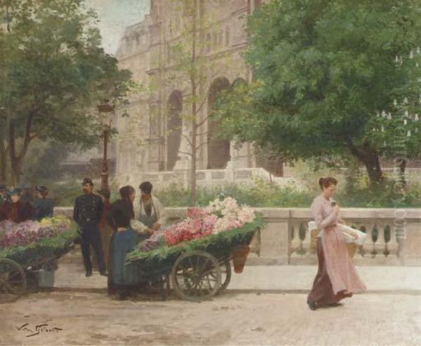 La Place De La Trinite Oil Painting by Victor-Gabriel Gilbert