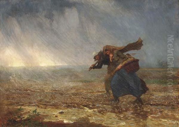 Caught In The Storm Oil Painting by Victor-Gabriel Gilbert