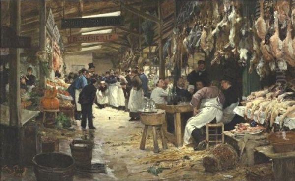 Les Halles, Paris Oil Painting by Victor-Gabriel Gilbert