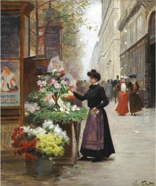 The Flower Seller Oil Painting by Victor-Gabriel Gilbert