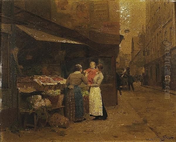 At The Fruit Stall Oil Painting by Victor-Gabriel Gilbert