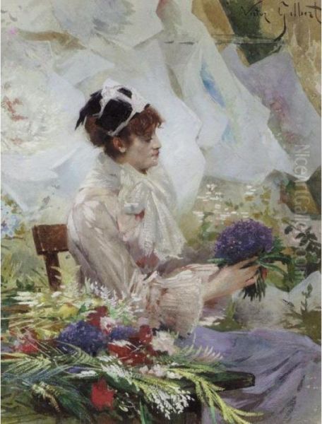 The Flower Seller Oil Painting by Victor-Gabriel Gilbert