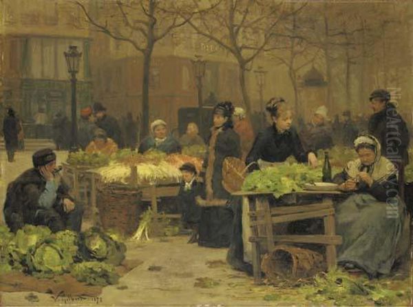 Un Marche Parisien Oil Painting by Victor-Gabriel Gilbert