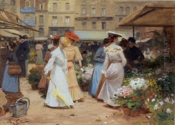 Flower Market Oil Painting by Victor-Gabriel Gilbert