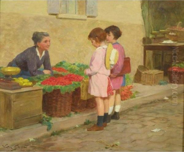 Buying Cherries Oil Painting by Victor-Gabriel Gilbert