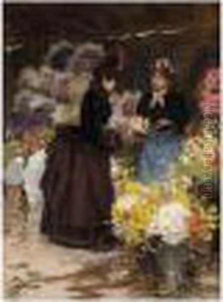 The Flower Seller Oil Painting by Victor-Gabriel Gilbert