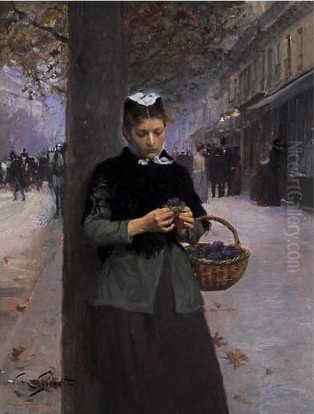 Marchande De Violettes Oil Painting by Victor-Gabriel Gilbert