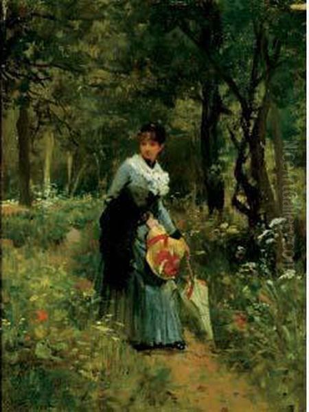 Elegante Dans La Foret Oil Painting by Victor-Gabriel Gilbert