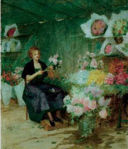 La Marchande De Fleurs Oil Painting by Victor-Gabriel Gilbert