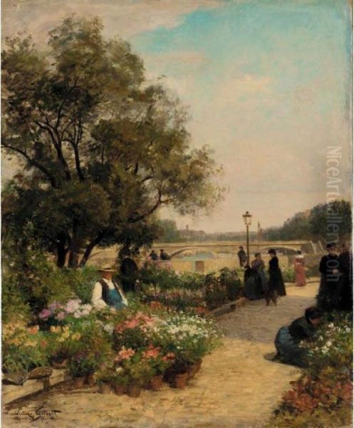 Quai Aux Fleurs Oil Painting by Victor-Gabriel Gilbert