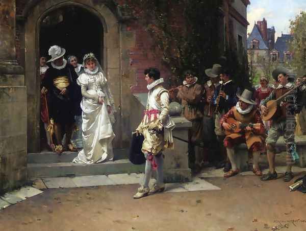 After the Wedding Oil Painting by Adrien Moreau