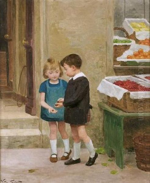 Verbotene Kirschen. Oil Painting by Victor-Gabriel Gilbert