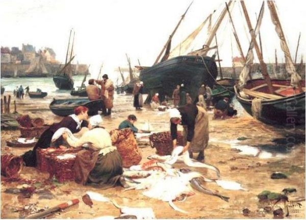 Sorting The Fish Oil Painting by Victor-Gabriel Gilbert