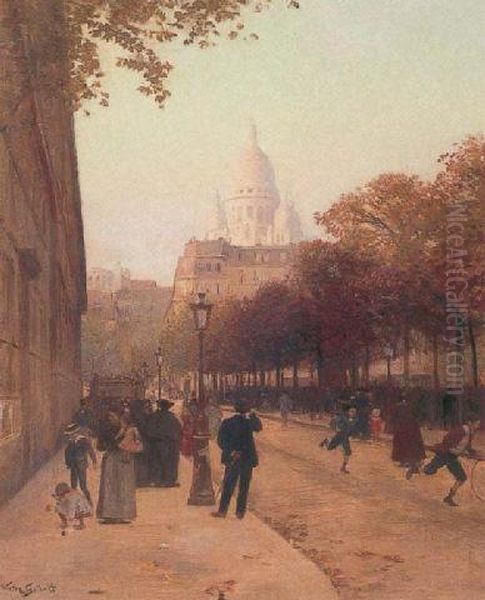 Place D'anvers Et Le Sacre Coeur, Paris Oil Painting by Victor-Gabriel Gilbert