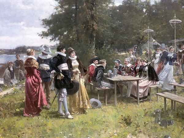 May Day Oil Painting by Adrien Moreau