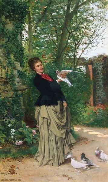 The Favorite Bird Oil Painting by Adrien Moreau