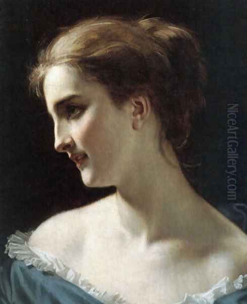 A portrait of a Woman Oil Painting by Hugues Merle