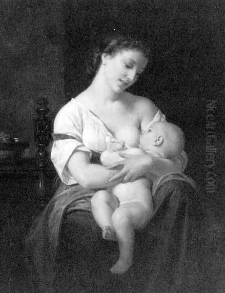 Mother and Child Oil Painting by Hugues Merle