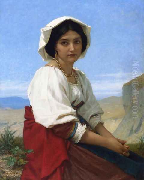 Italian Maid Oil Painting by Hugues Merle