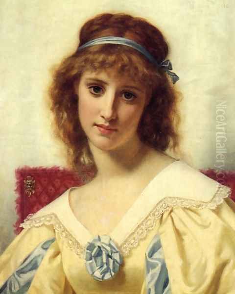 Portrait of a Young Beauty Oil Painting by Hugues Merle