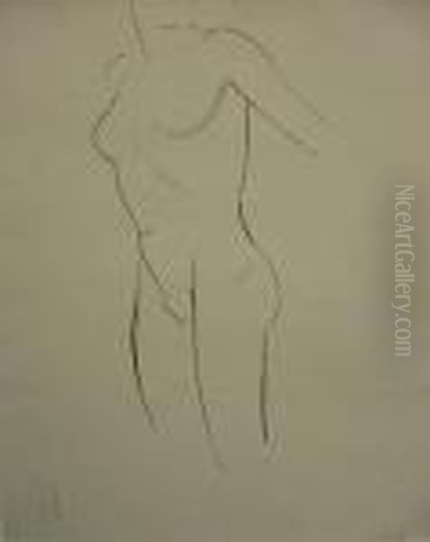 Female Nude Study Oil Painting by Eric Gill