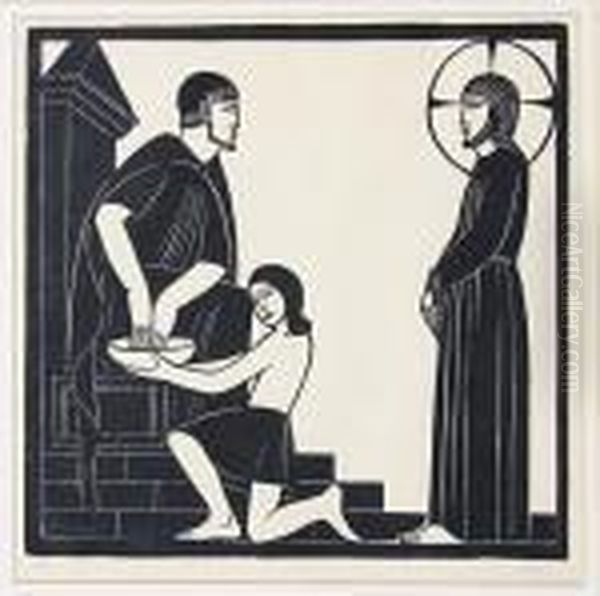 Christ Before Pilate Oil Painting by Eric Gill