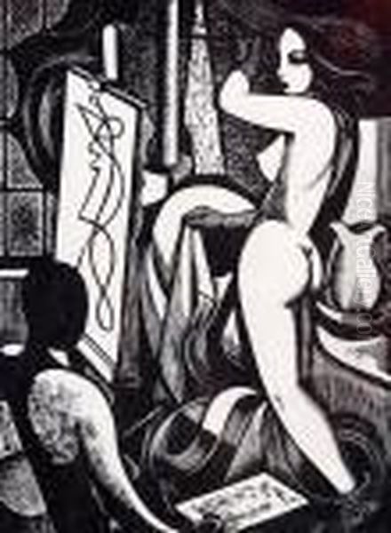 Autumn Midnight Oil Painting by Eric Gill