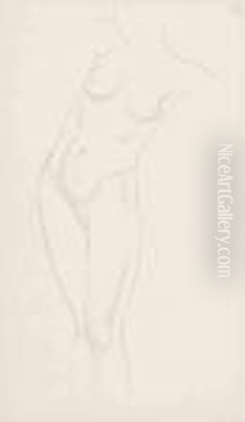 Standing Female Nude Oil Painting by Eric Gill