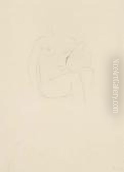 Study Of A Female Nude Oil Painting by Eric Gill