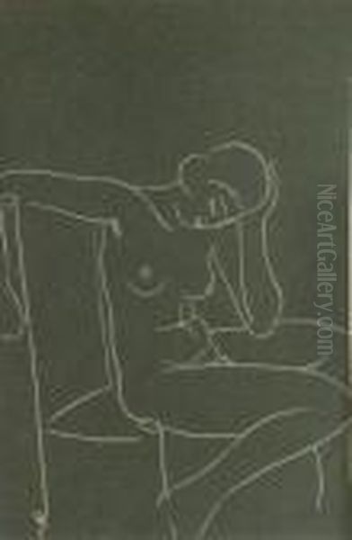 Seated Nude Oil Painting by Eric Gill