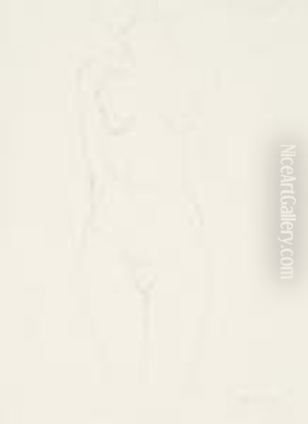 Standing Female Nude Oil Painting by Eric Gill