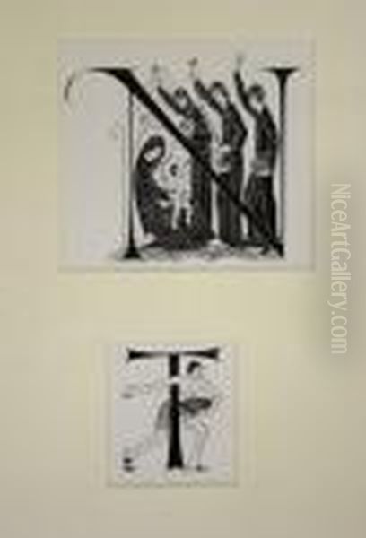 Initial,the Sower And Epiphany Oil Painting by Eric Gill