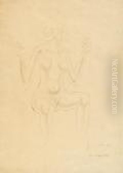 Nude With Arms Raised Oil Painting by Eric Gill