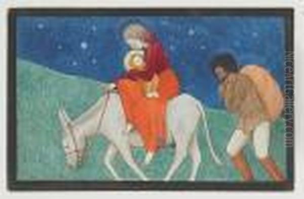 The Flight Into Egypt Oil Painting by Eric Gill