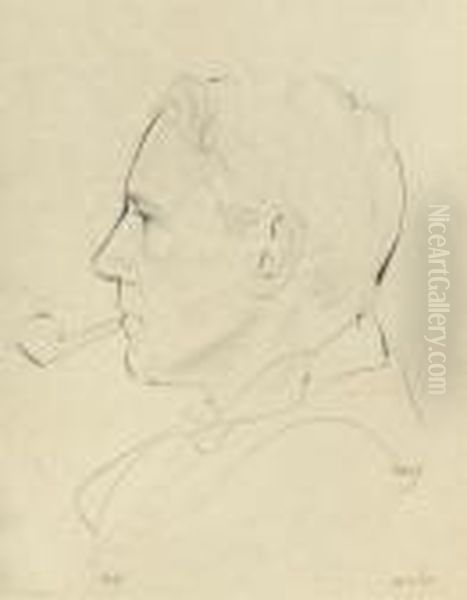 Portrait Of Donald Attwater Oil Painting by Eric Gill