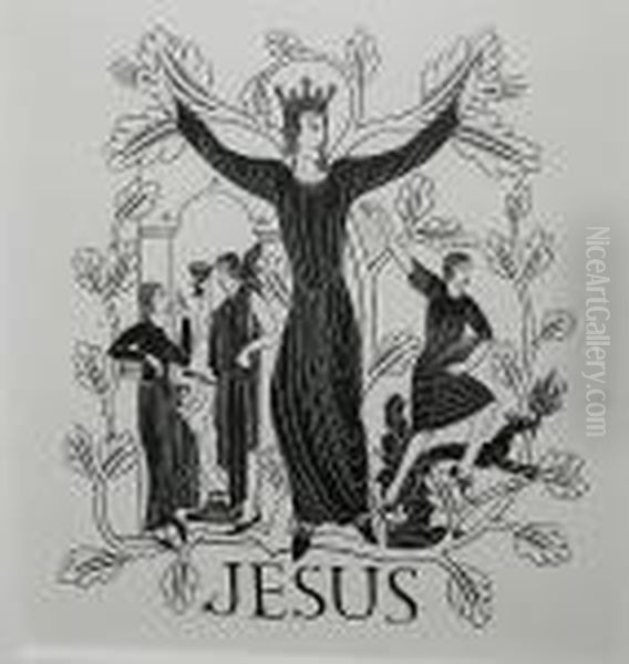 Jesus: Christ Crowned Oil Painting by Eric Gill