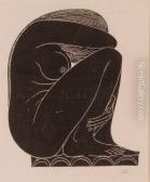 Woodblock Print Oil Painting by Eric Gill