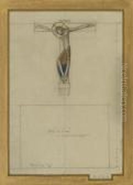 Study For An Altarpiece Oil Painting by Eric Gill