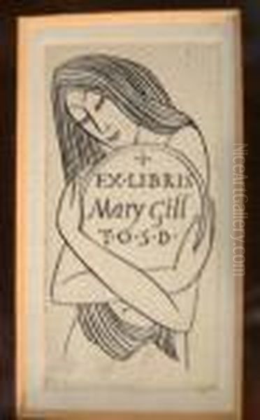 Bookplate For Mary Gill Oil Painting by Eric Gill