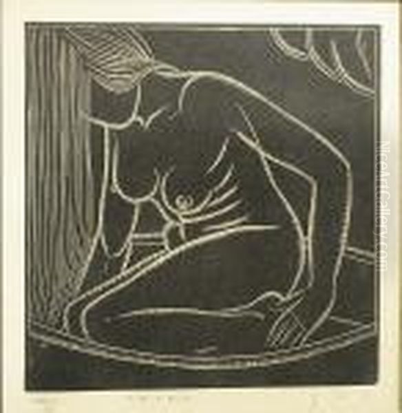 The Studio; Petra Oil Painting by Eric Gill