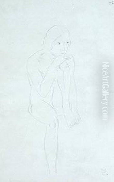 Seated Nude, 1928 Oil Painting by Eric Gill