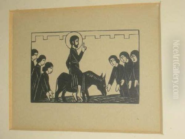 Palm Sunday Oil Painting by Eric Gill