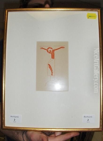 14 Crucifix (final State) Wood Engraving, Edition Of 400 Oil Painting by Eric Gill