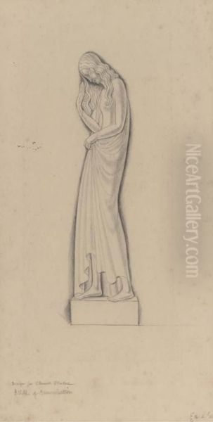 Design For Statue At St Mary's Church, Twickenham Oil Painting by Eric Gill