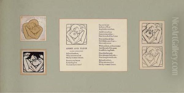 Four Working Drawings And Woodcuts For Spirit And Flesh Oil Painting by Eric Gill